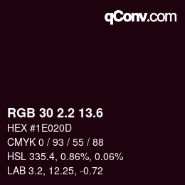 カラーコード: RGB 30 2.2 13.6 | qconv.com