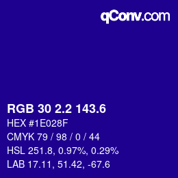 カラーコード: RGB 30 2.2 143.6 | qconv.com