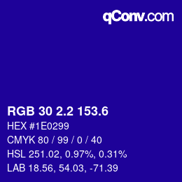 カラーコード: RGB 30 2.2 153.6 | qconv.com