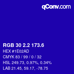 カラーコード: RGB 30 2.2 173.6 | qconv.com