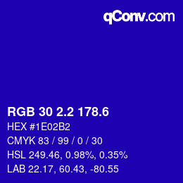 カラーコード: RGB 30 2.2 178.6 | qconv.com