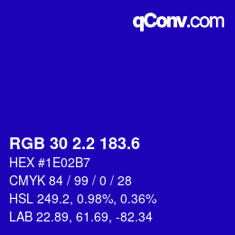 カラーコード: RGB 30 2.2 183.6 | qconv.com