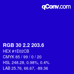 カラーコード: RGB 30 2.2 203.6 | qconv.com