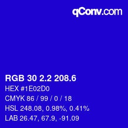 カラーコード: RGB 30 2.2 208.6 | qconv.com