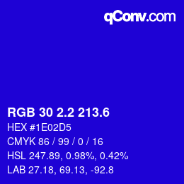カラーコード: RGB 30 2.2 213.6 | qconv.com