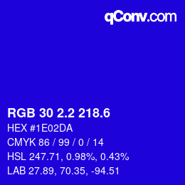 カラーコード: RGB 30 2.2 218.6 | qconv.com