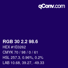 カラーコード: RGB 30 2.2 98.6 | qconv.com