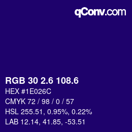カラーコード: RGB 30 2.6 108.6 | qconv.com