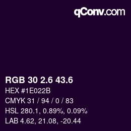 カラーコード: RGB 30 2.6 43.6 | qconv.com