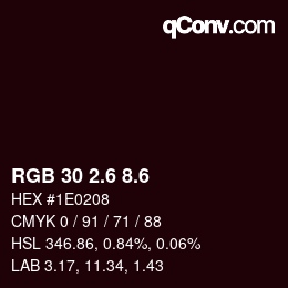 カラーコード: RGB 30 2.6 8.6 | qconv.com