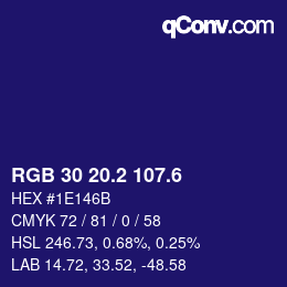 カラーコード: RGB 30 20.2 107.6 | qconv.com