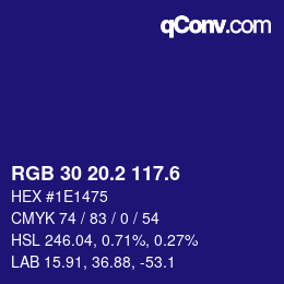 カラーコード: RGB 30 20.2 117.6 | qconv.com
