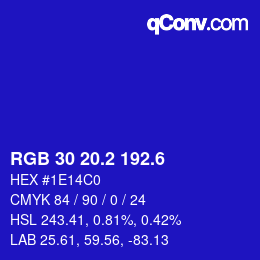 カラーコード: RGB 30 20.2 192.6 | qconv.com
