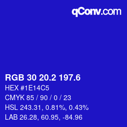 カラーコード: RGB 30 20.2 197.6 | qconv.com