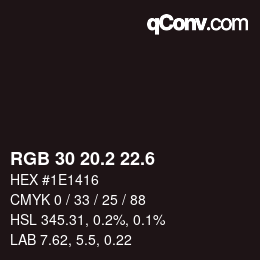 カラーコード: RGB 30 20.2 22.6 | qconv.com