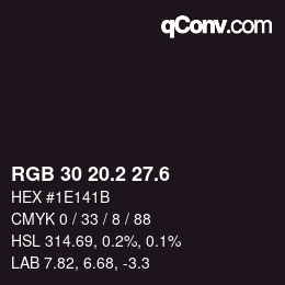 カラーコード: RGB 30 20.2 27.6 | qconv.com