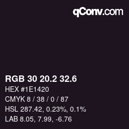 カラーコード: RGB 30 20.2 32.6 | qconv.com