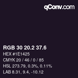 カラーコード: RGB 30 20.2 37.6 | qconv.com