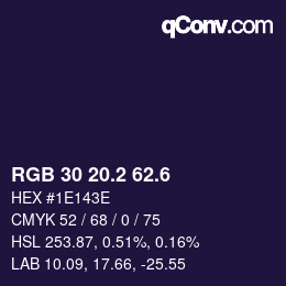 カラーコード: RGB 30 20.2 62.6 | qconv.com