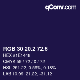 カラーコード: RGB 30 20.2 72.6 | qconv.com