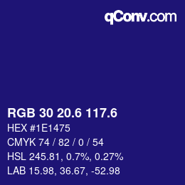 カラーコード: RGB 30 20.6 117.6 | qconv.com