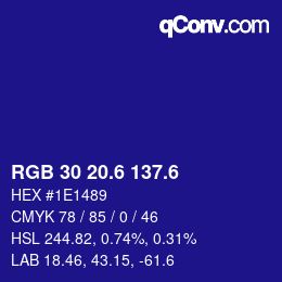 カラーコード: RGB 30 20.6 137.6 | qconv.com