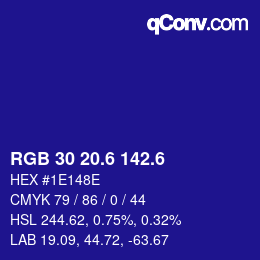 カラーコード: RGB 30 20.6 142.6 | qconv.com