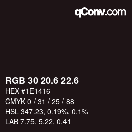 カラーコード: RGB 30 20.6 22.6 | qconv.com
