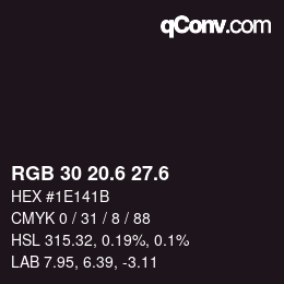 カラーコード: RGB 30 20.6 27.6 | qconv.com