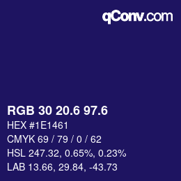 カラーコード: RGB 30 20.6 97.6 | qconv.com