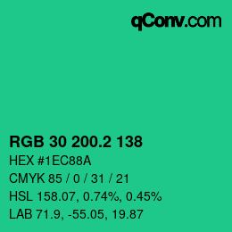 カラーコード: RGB 30 200.2 138 | qconv.com