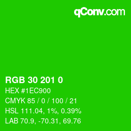 Color code: RGB 30 201 0 | qconv.com