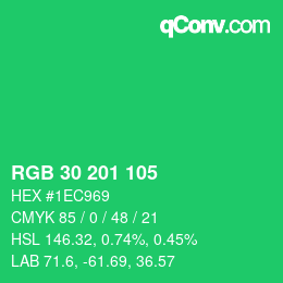 Color code: RGB 30 201 105 | qconv.com