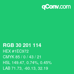 Color code: RGB 30 201 114 | qconv.com