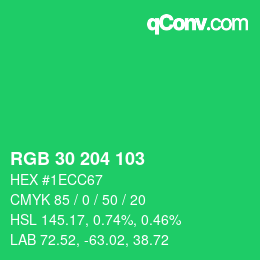 Color code: RGB 30 204 103 | qconv.com