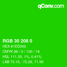 Color code: RGB 30 208 0 | qconv.com