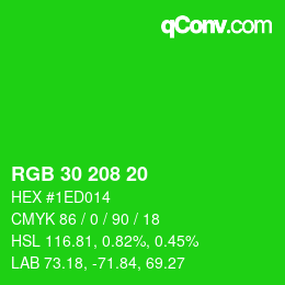 Color code: RGB 30 208 20 | qconv.com