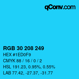 Color code: RGB 30 208 249 | qconv.com