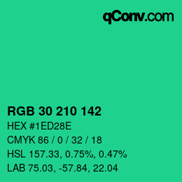 Color code: RGB 30 210 142 | qconv.com