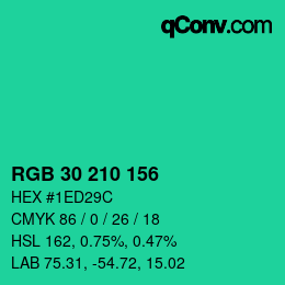 Color code: RGB 30 210 156 | qconv.com