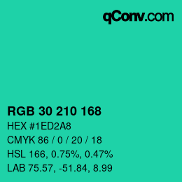 Color code: RGB 30 210 168 | qconv.com