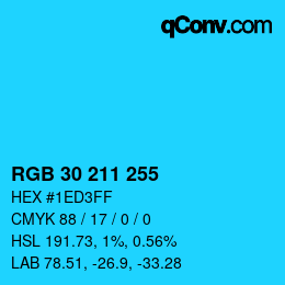 颜色代码: RGB 30 211 255 | qconv.com