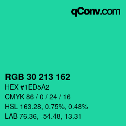 Color code: RGB 30 213 162 | qconv.com