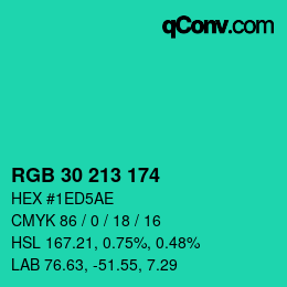 Color code: RGB 30 213 174 | qconv.com