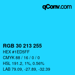 颜色代码: RGB 30 213 255 | qconv.com