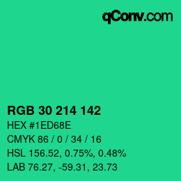 Color code: RGB 30 214 142 | qconv.com