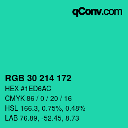 Color code: RGB 30 214 172 | qconv.com