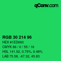 カラーコード: RGB 30 214 96 | qconv.com