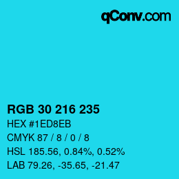 Color code: RGB 30 216 235 | qconv.com