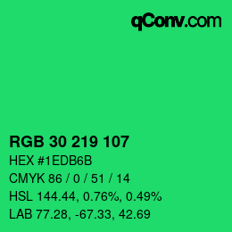 Color code: RGB 30 219 107 | qconv.com